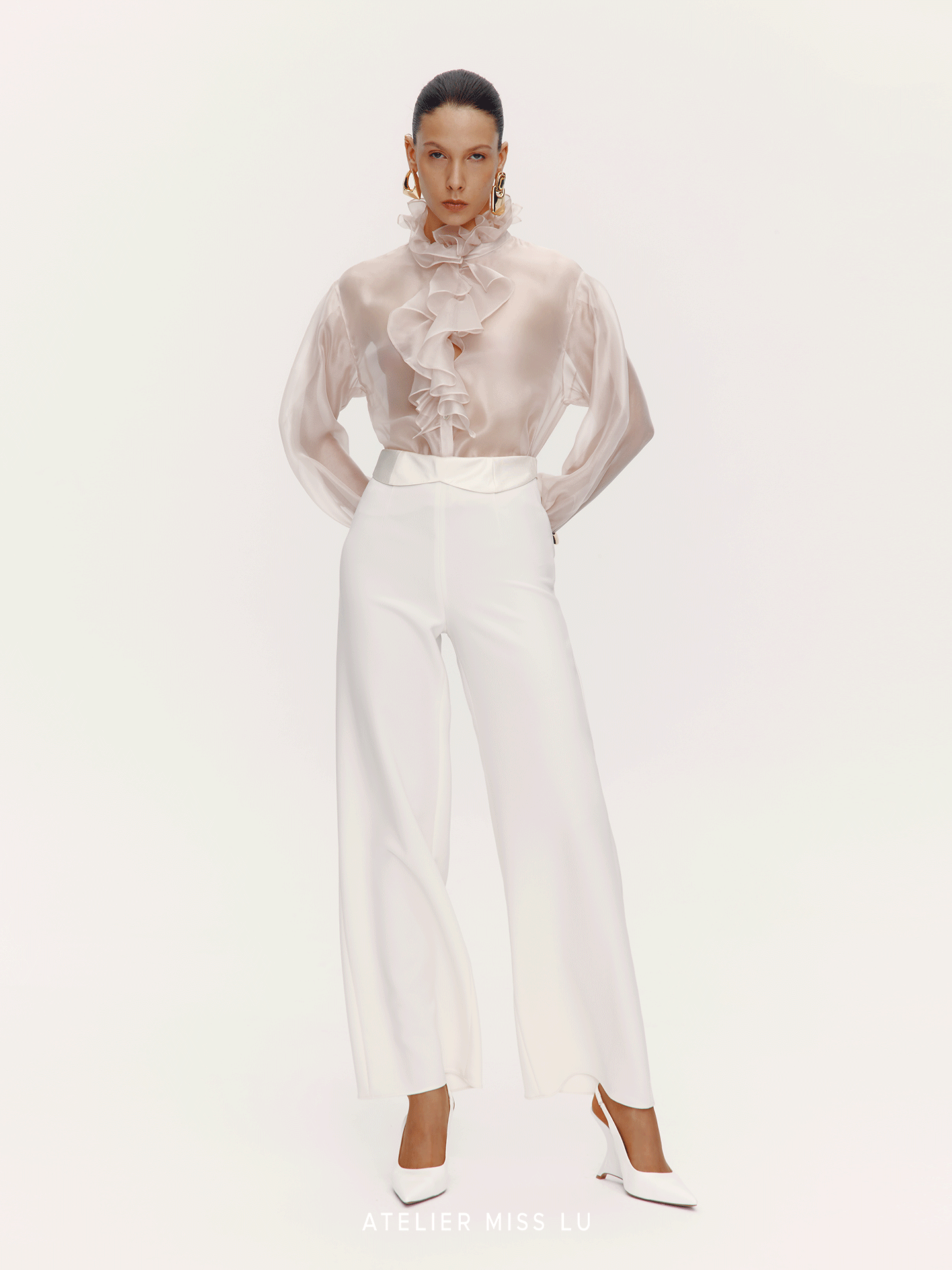 ATELIER MISS LU Waist Two-Wear Design High-waisted wide-leg pants - CHERUBIM.