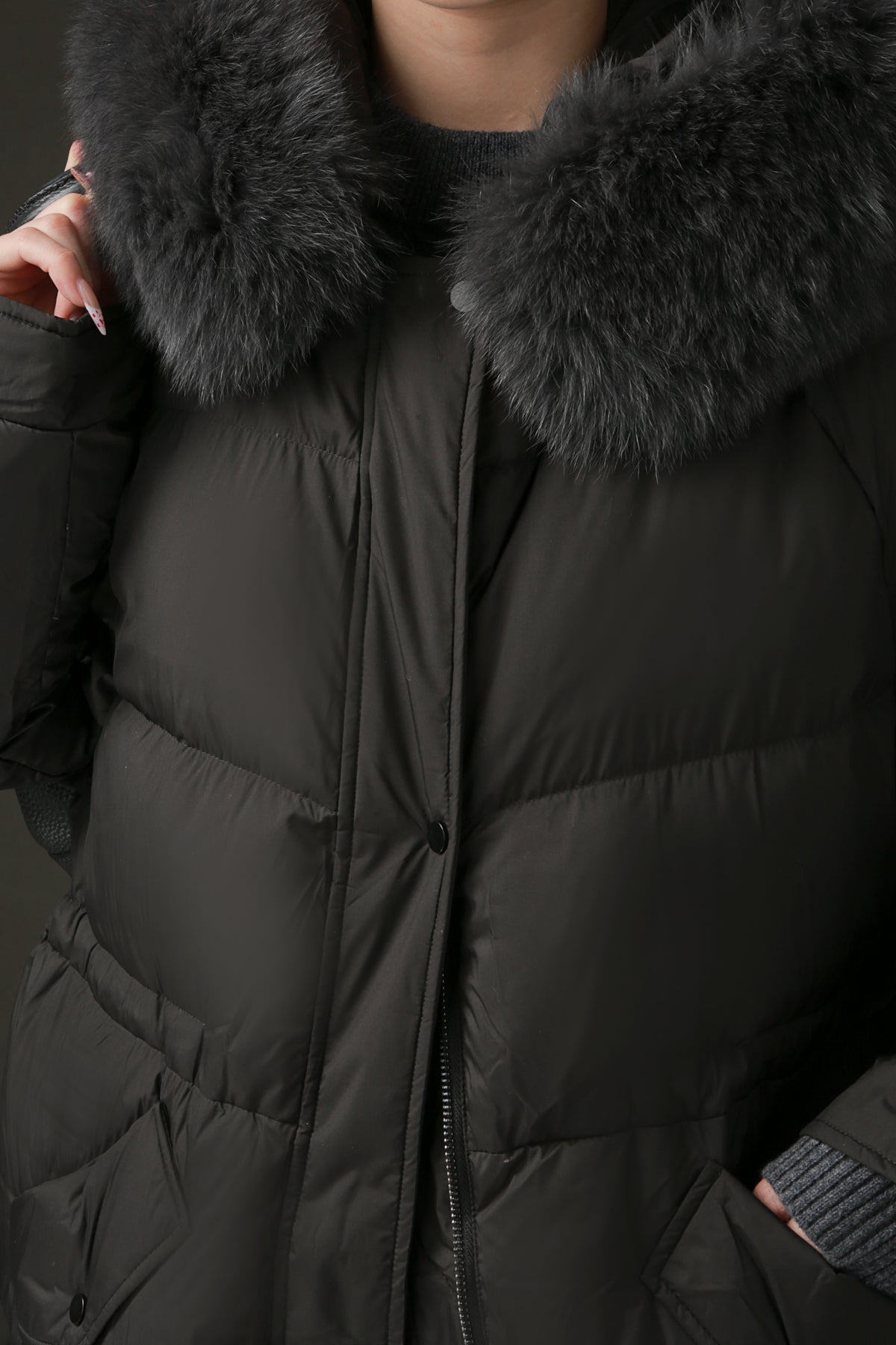 PIAOIN Korean Edition Casual Long Down Thickened Hooded Coat Versatile Jacket-TIA