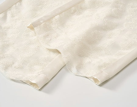 COMME MOI Silk Embroidered Panelled Straight white Pants - ISAIAH.