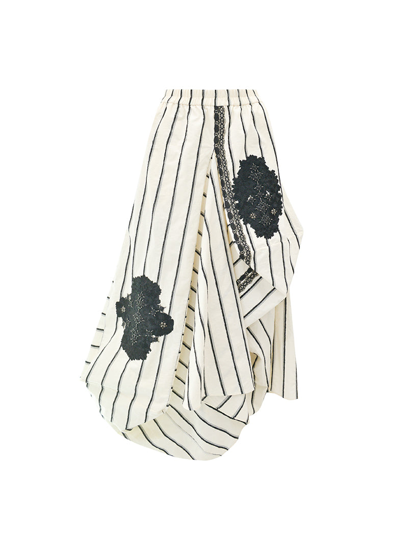 M essential Mackay designer yarn-dyed paismi embroidered knot top skirt set - Zen.