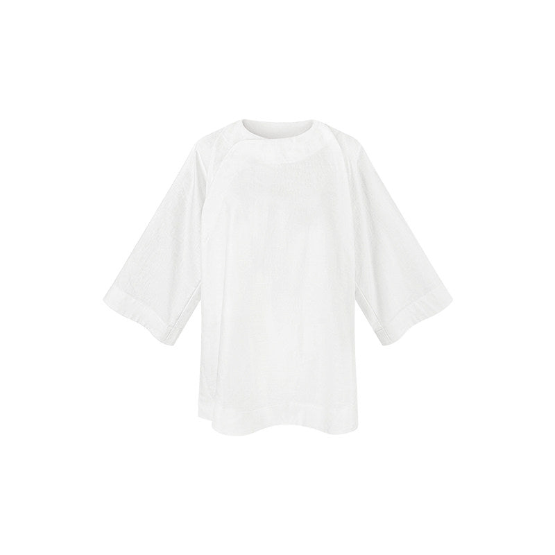 TUYUE White Simple Three-quarter Sleeve Top - BAMBI.