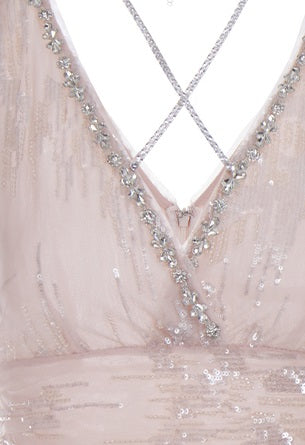 Wardrobes by Chen High End Sleeveless Wrap Embroidered Bead Dress-Sama