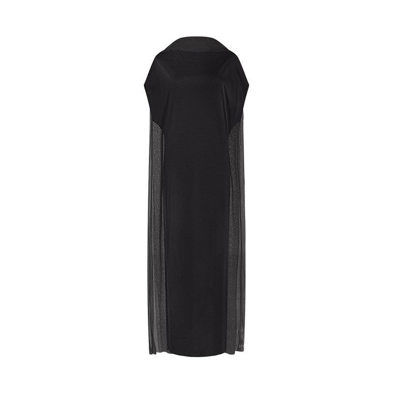 TUYUE black elegant slim trailing maxi side slit dress- TANE.