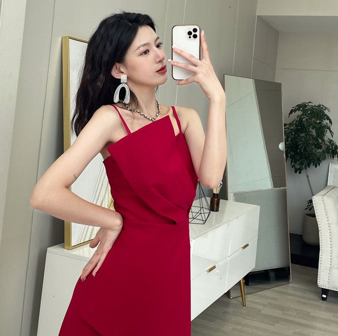 DOLLY Elegant Retro Style Sleeveless Tube Top Long Slit Business Dinner Dress-KIKE