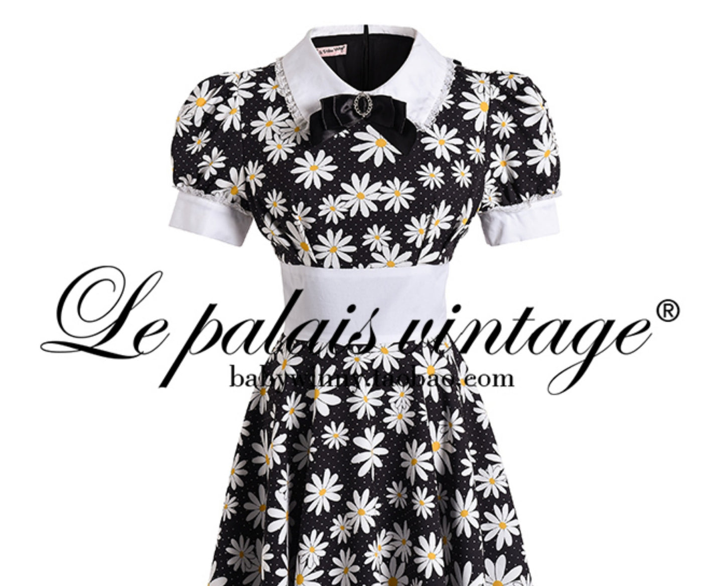 Le Palais Vintage Doll Puff Sleeve Cinched Waist Dress-FANA