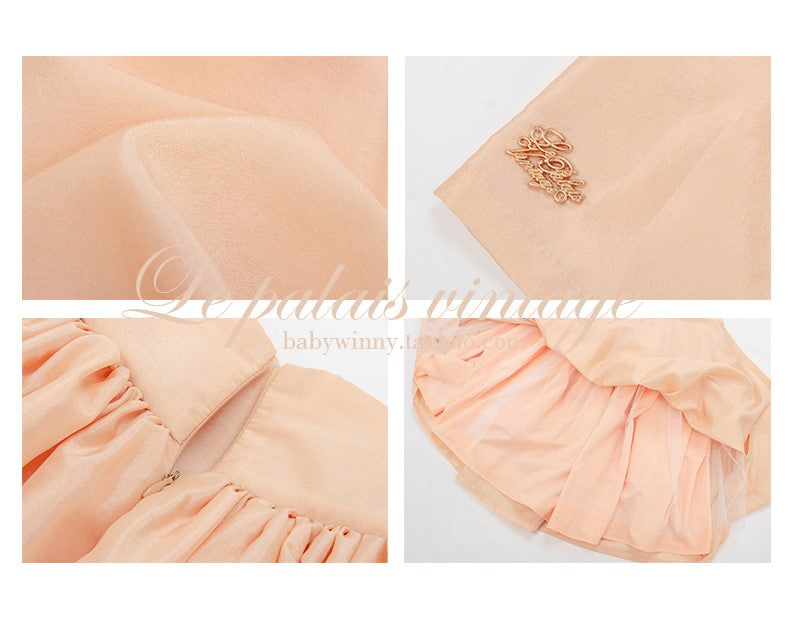 Le Palais Vintage Luxury Retro French Style Peach High Waist Skirt-Geraldine