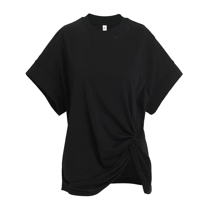 ZHUCHONGYUN crew neck pleated short sleeve t-shirt-NETERO.