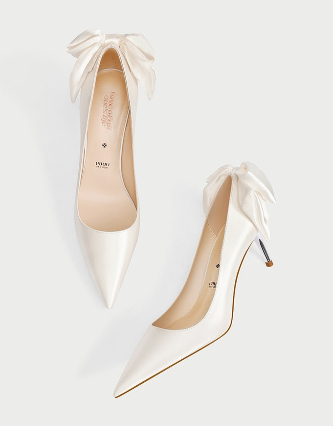 pjjuu women's new satin main wedding shoes - PERM