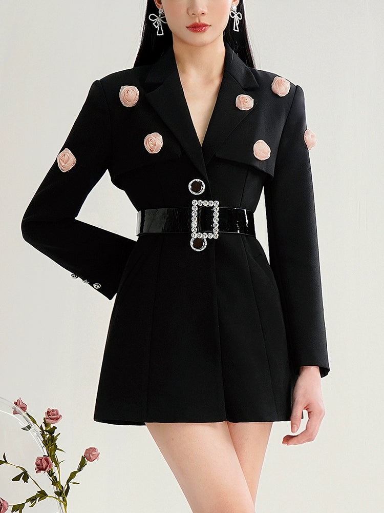 CHECOCRE Cute Stubble Commuting Cool Temperament Black Suit Dress - LUKE