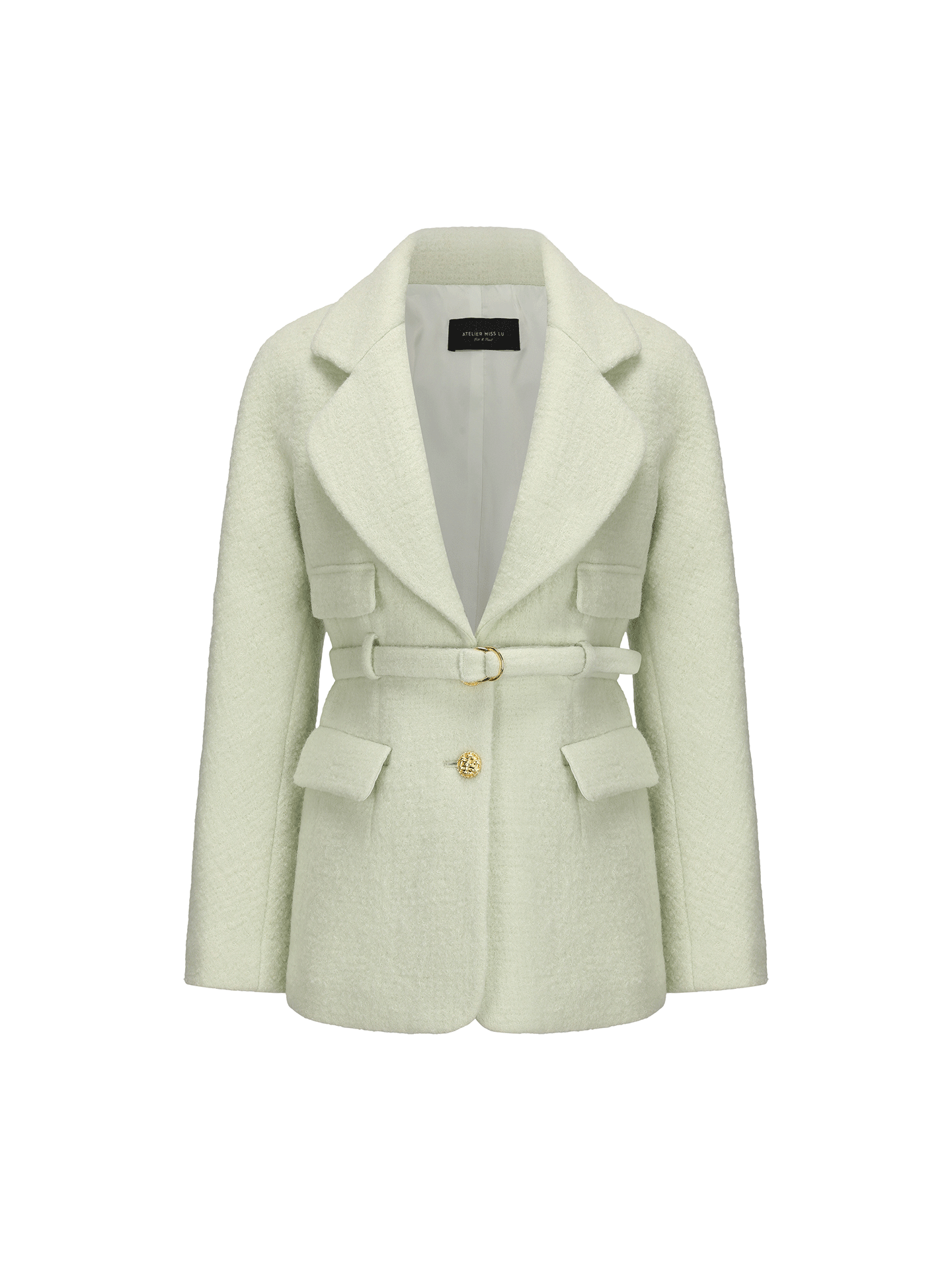 ATELIER MISS LU Lapel Shape Sheep Wool Blazer Coat - MENDEL.