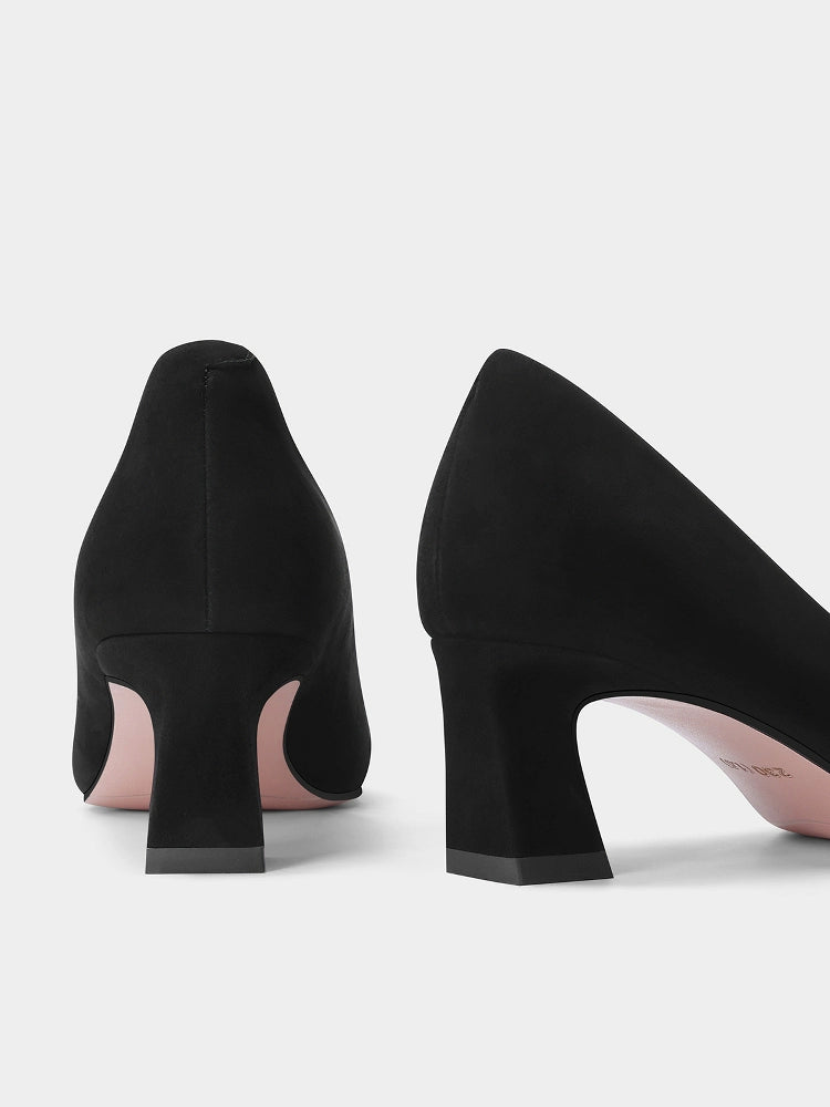 PJJUU black commuting thick heeled shoes - EDLINE.