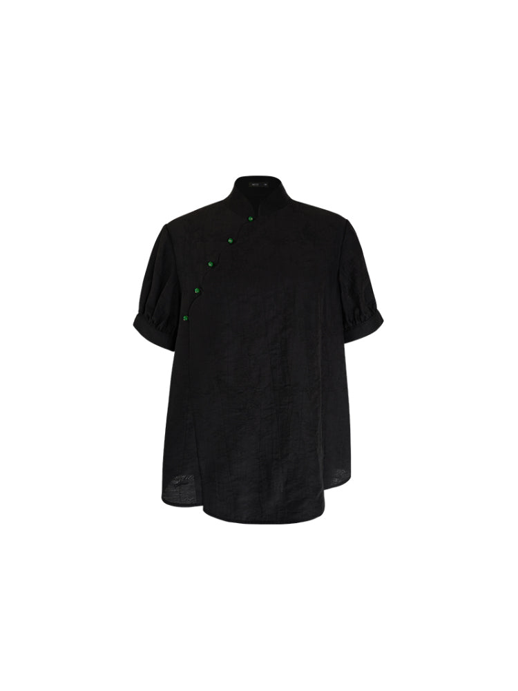 HECO Chinese style jacquard bubble summer silk cross-body top - PERFECT .