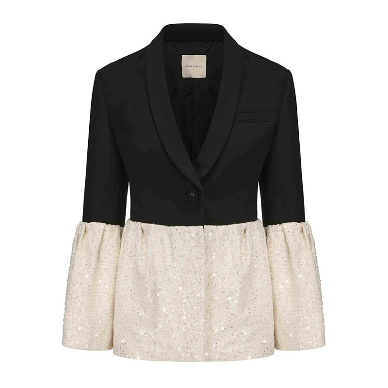 ATELIER MISS LU Sequin Tweed Panel Design Style Jacket - DIEDIDRE.
