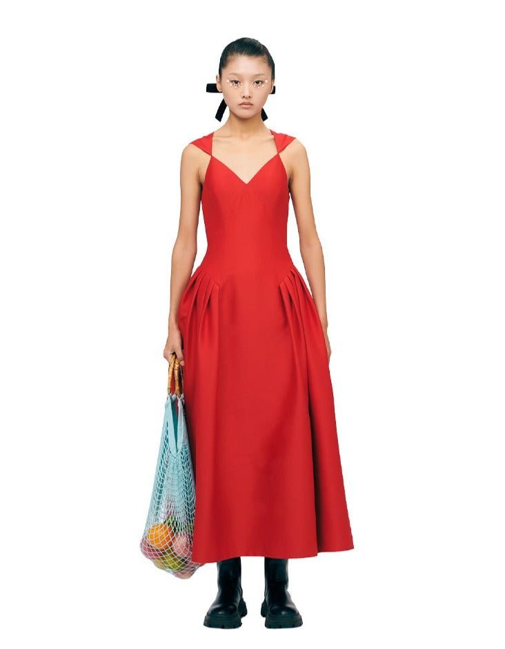 YES BY YESIR pressed pleats sexy elegant red evening formal dress- Aii GOOD GIRL REBEL YES BY YESIR pressed pleats sexy elegant red evening formal dress- Aii GOOD GIRL REBEL