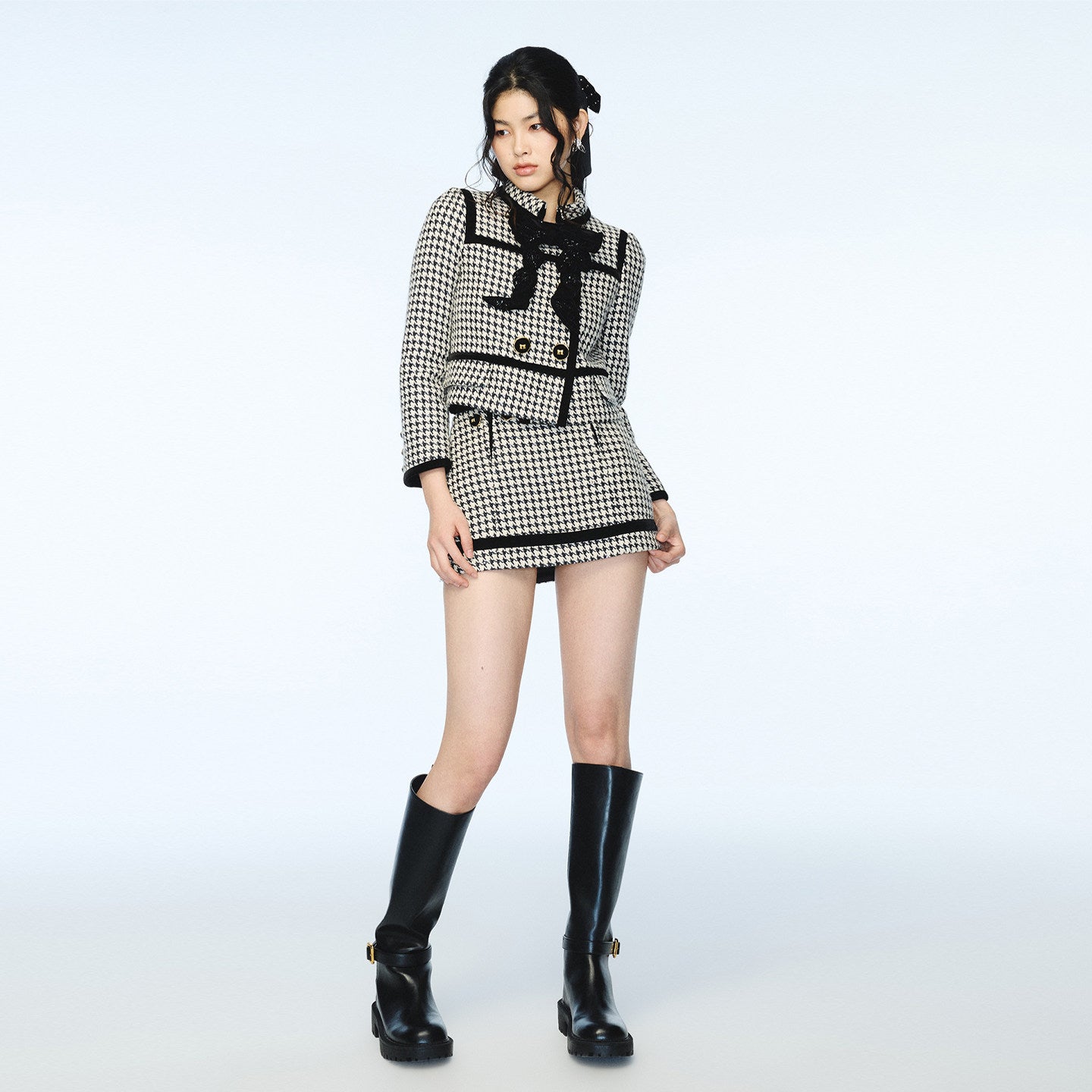 FAME Classic Gray Houndstooth short coat - NOVA