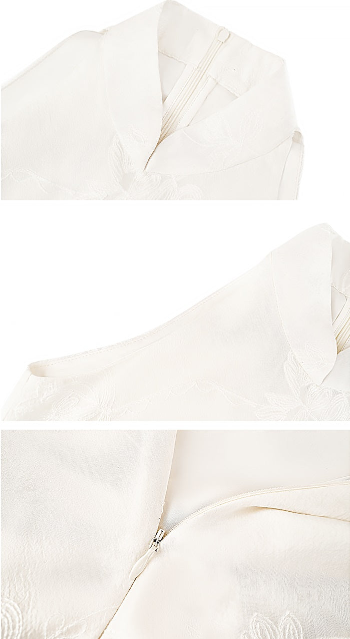 HECO Mock Collar Acetate Asymmetrical Wavy Side Halterneck Vest - DWELLS.