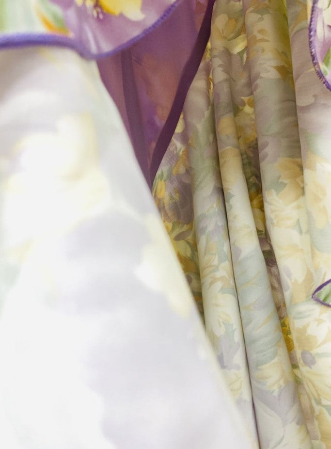 DOLLY Elegant Slant Collar Long Puff Sleeve Hollow Irregular Ruffled Hem Dress-KIERA