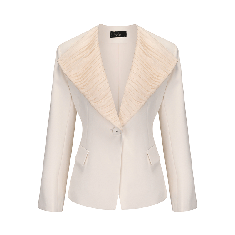 ATELIER MISS LU Textured Tulle Patchwork Waist Blazer - SERMON.