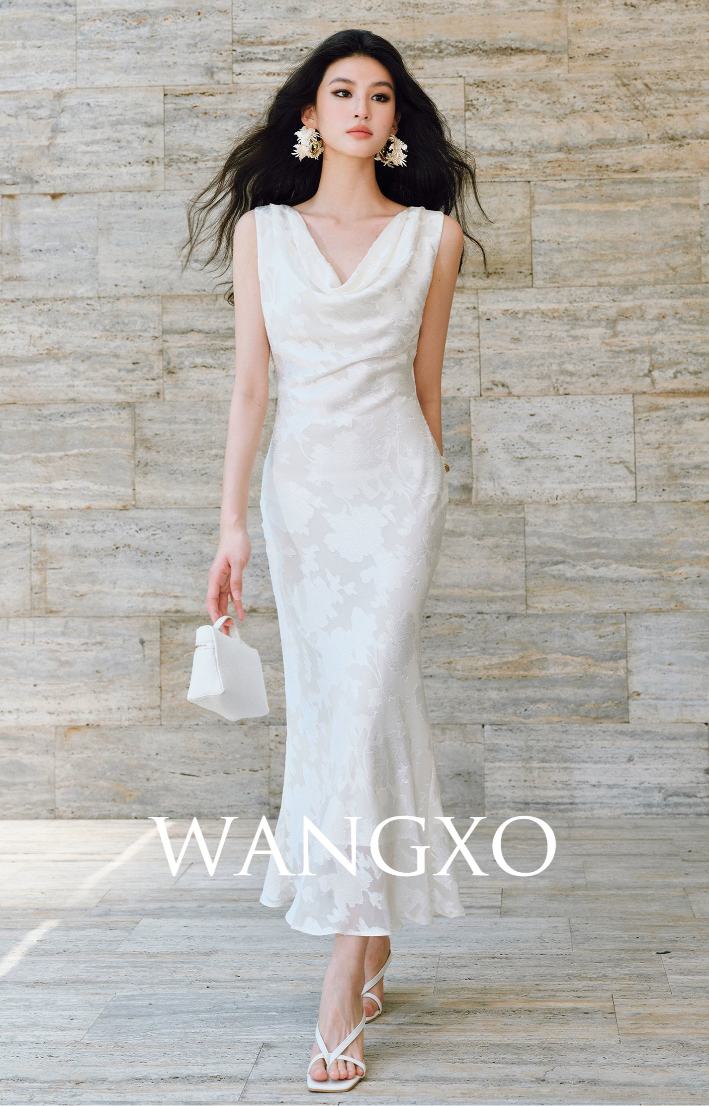WANGXO |Swing Collar Long Fishtail Dress -CASSIANA. Black / S WANGXO |Swing Collar Long Fishtail Dress -CASSIANA. Black / S