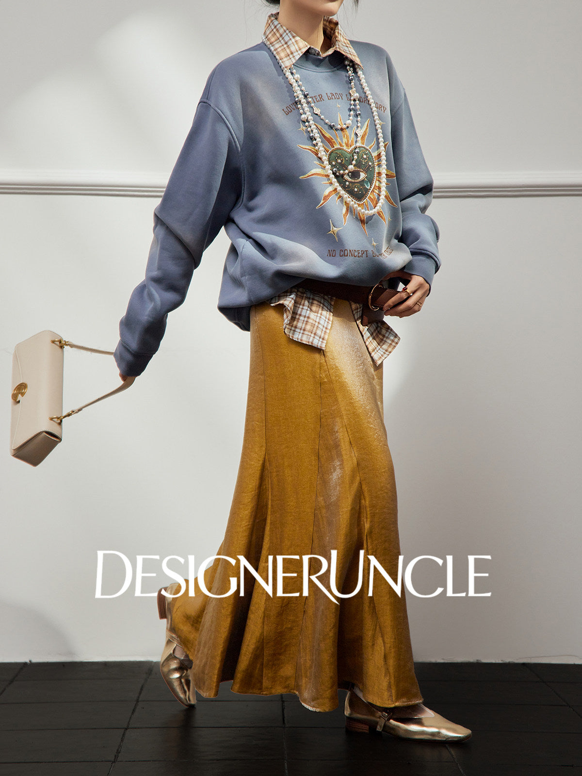 DGU×LAB|Blue sweatshirt puppy print loose crew neck long-sleeved top - PAT