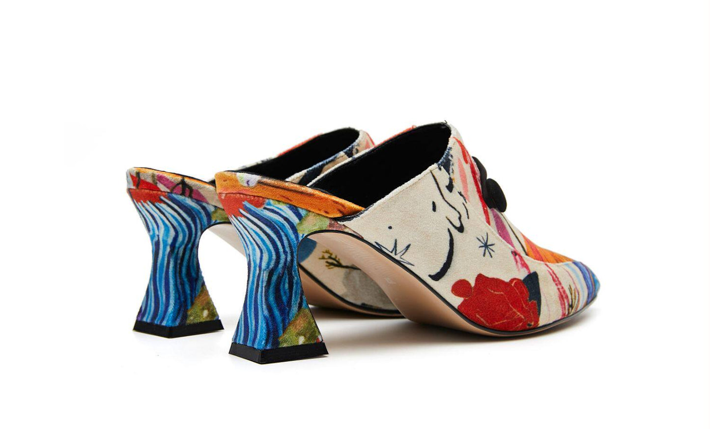 B-FEI elegant mules slippers fashion printed mid-heel and thick heel-JART.