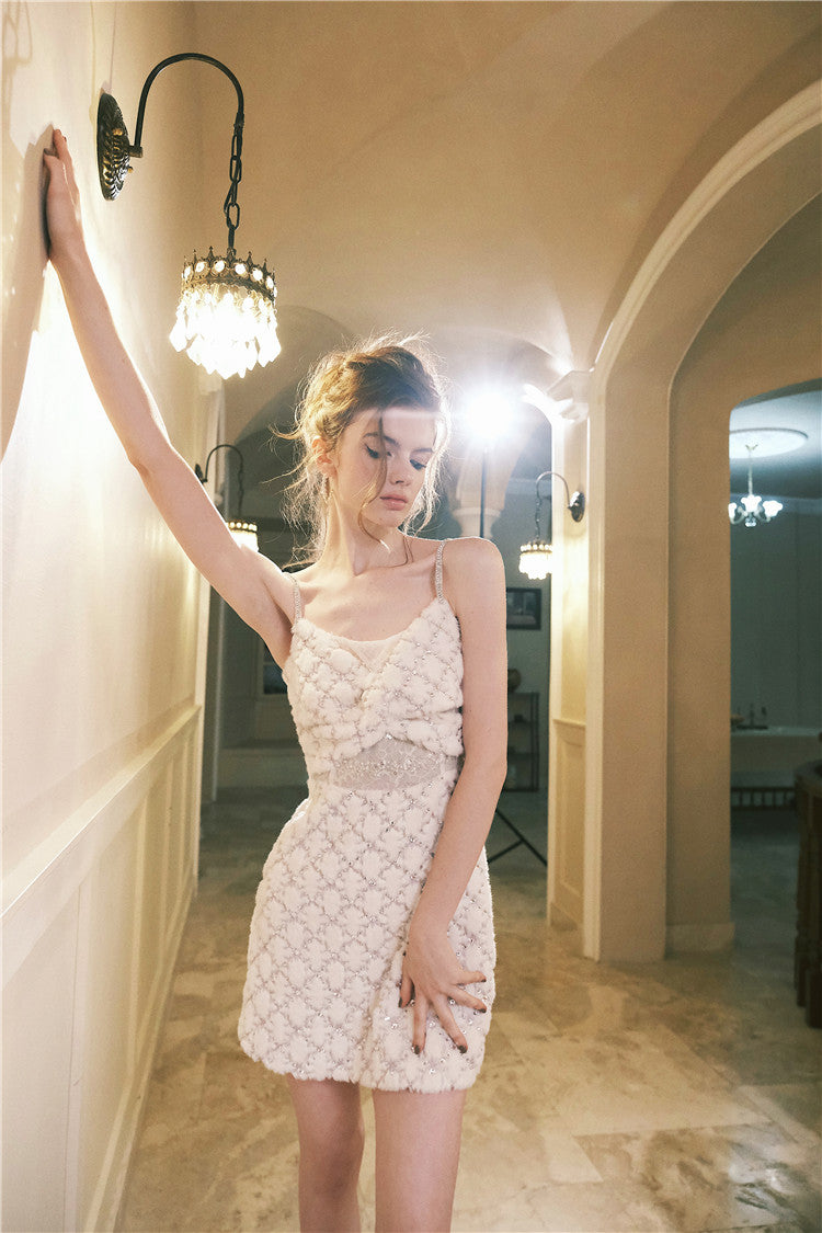 Wardrobes by Chen Elegant White Sleeveless High Waist Midi Dress-Henrietta