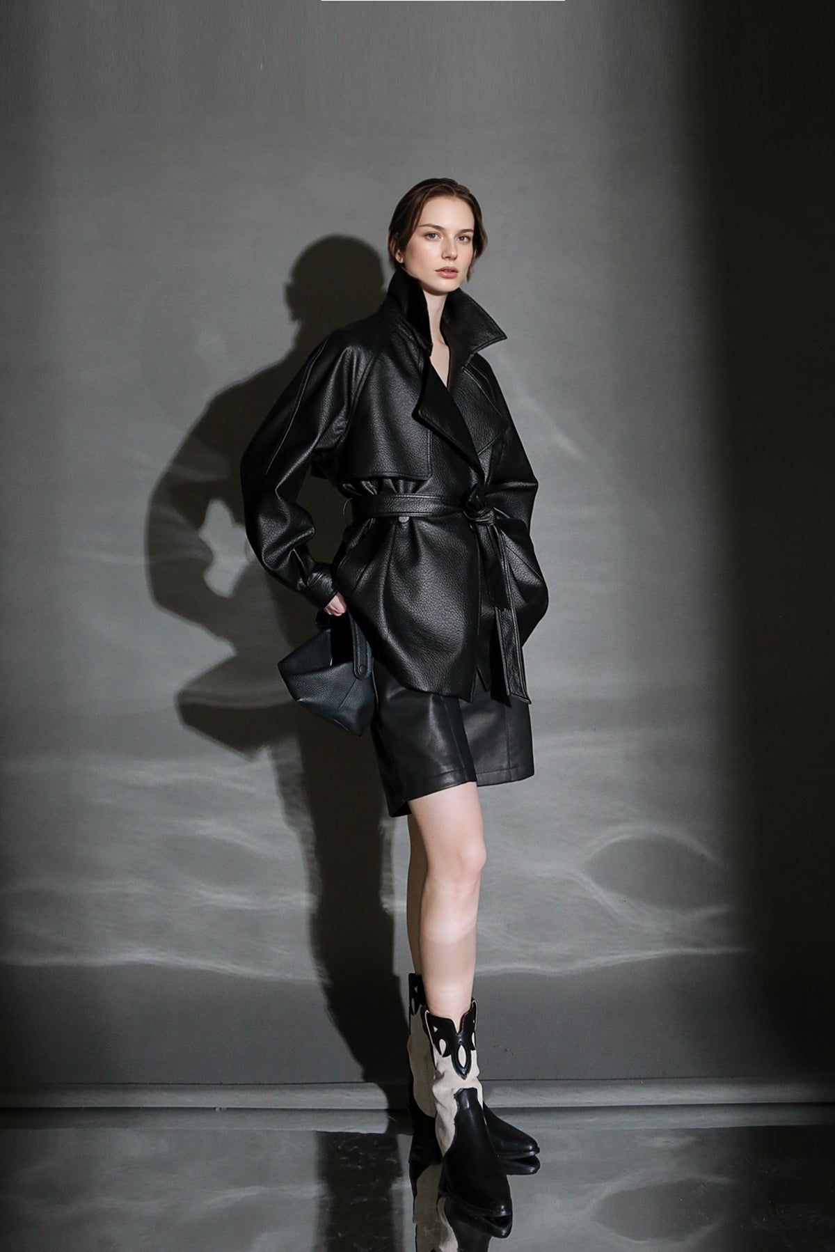 PIAOIN Short Straight Leather Soft Shorts Thin Pants Versatile Spring-BELLA