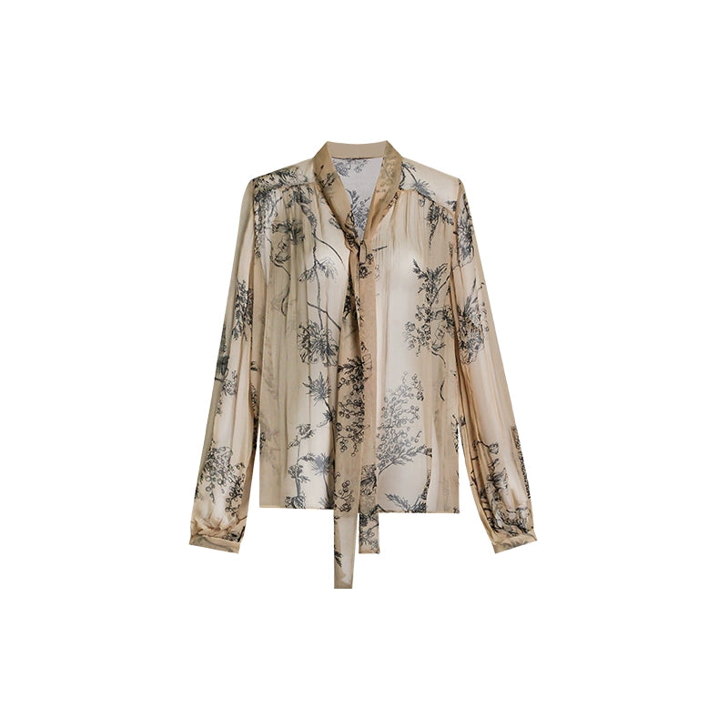 M essential Wise & Elegant Relaxed Resort Silk Flowing Streamer Print Skirt-SELVARA.