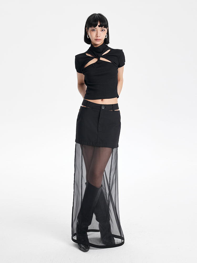 TINY IN american cropped cut-out top with a half-high neck -GOJO