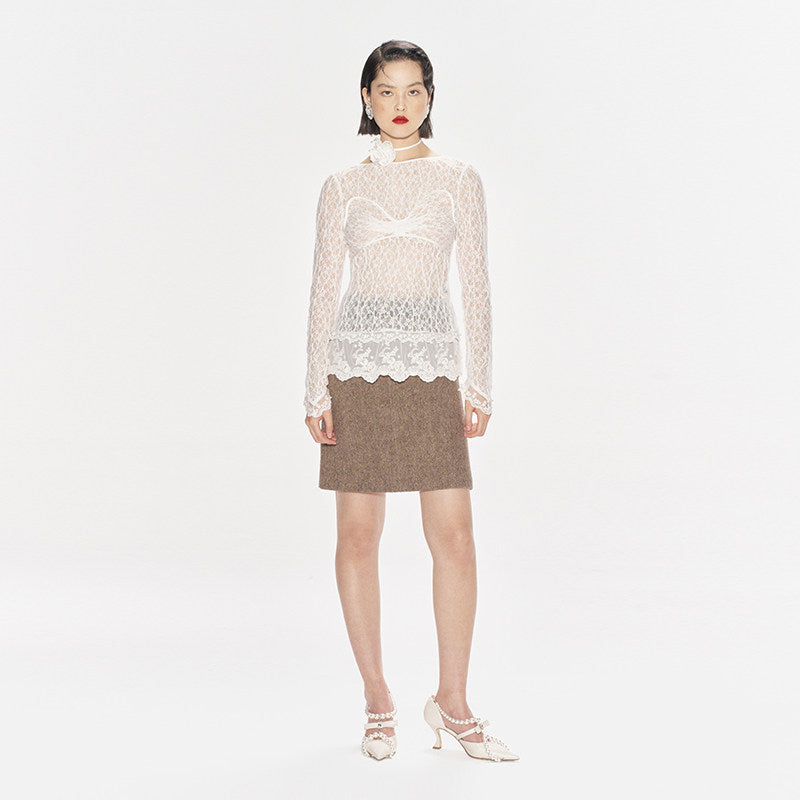 FAME Laphim romantic lace studded bead top - CHARLOTTE