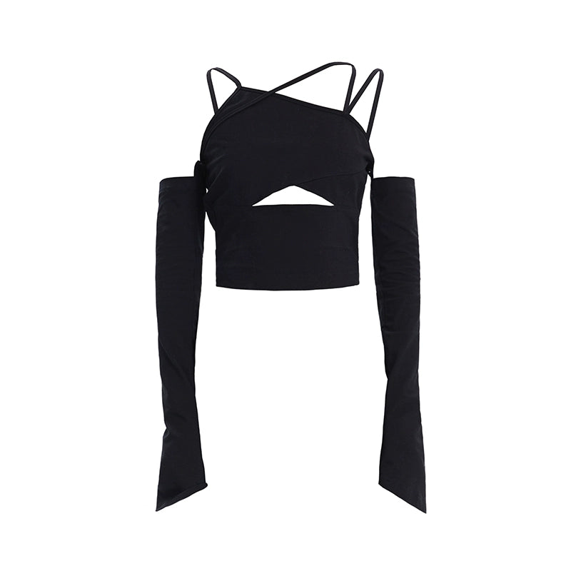 TINY IN Detachable Sleeve Women's Short Cut-out Top -YOYO