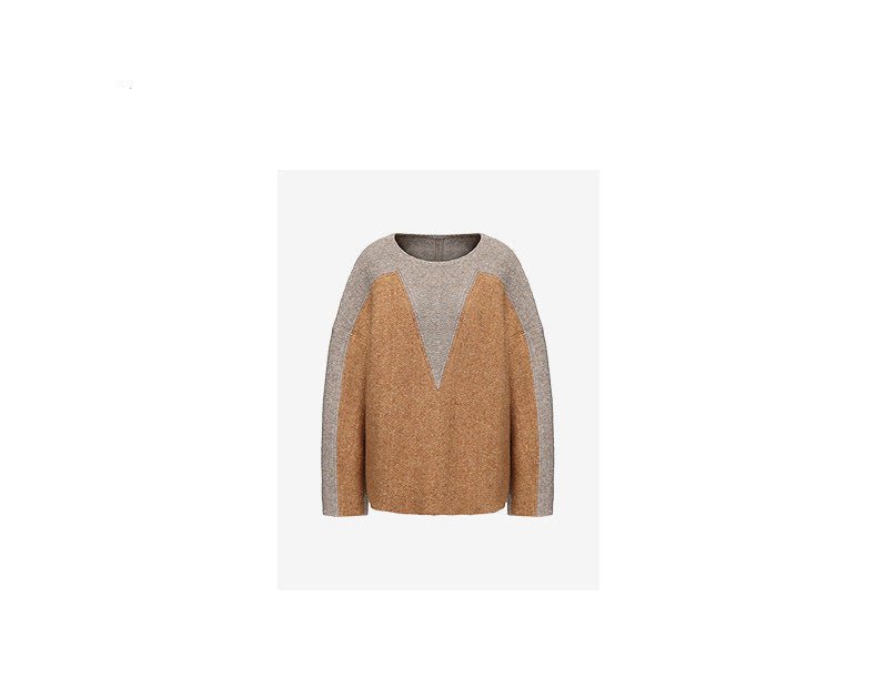 ATELIER MISS LU Love Geometric Fun Contrasting Sheep Wool Sweater - OBSESSED
