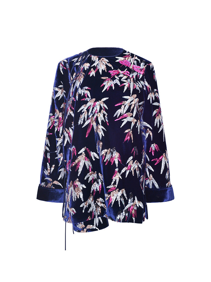 M essential Mackay designer 3Ddragonfly printed velvet loose to shirt - elvin