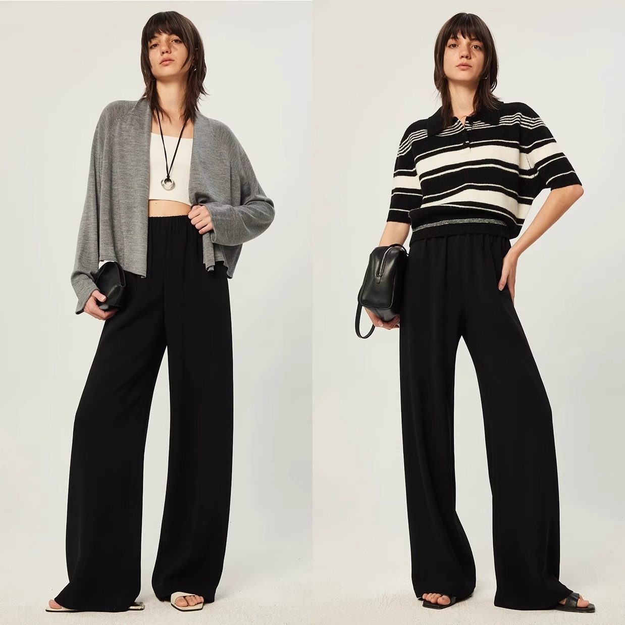 NOTHING WRITTEN triacetate wrinkle long leg one-piece air pants-IRIS.
