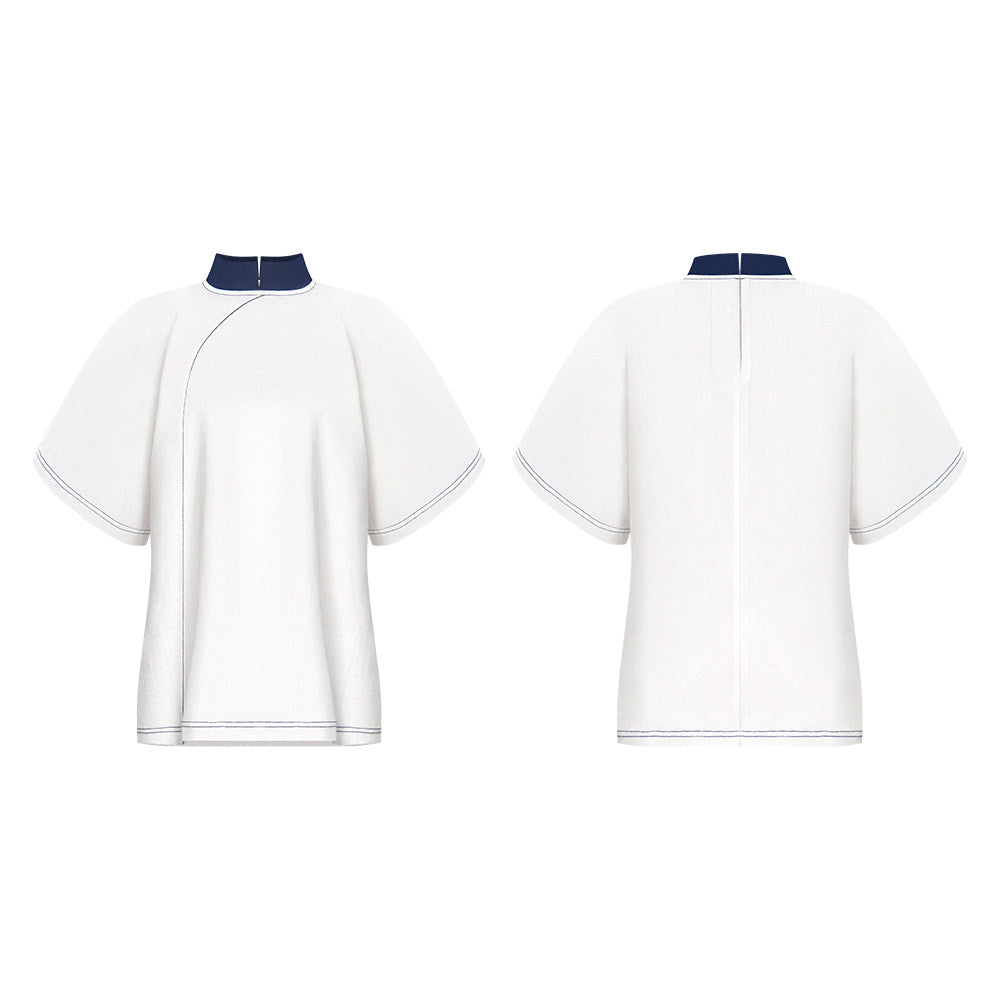 TUYUE White One-Piece Short Sleeve T-shirt- MORGAN.