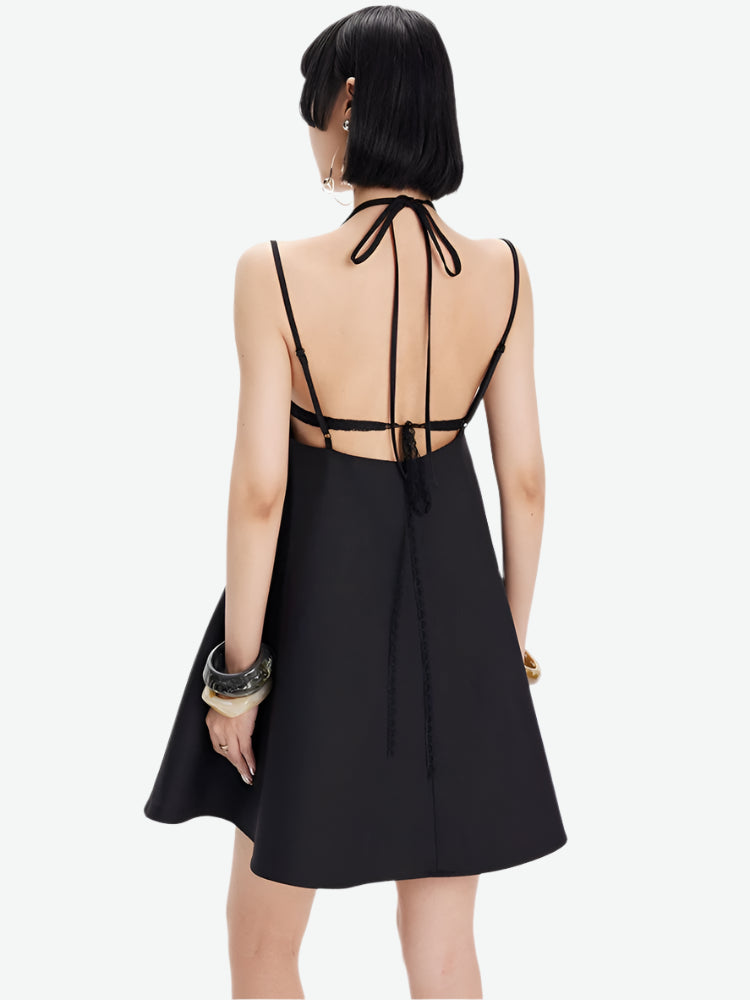 TINY IN lace slip short black dress -RAYS
