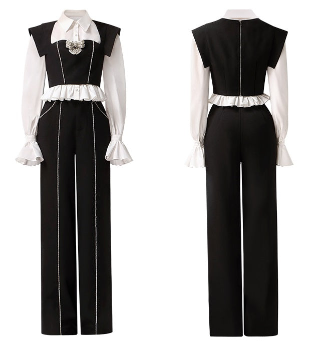 CHECOCRE Elegant Fashion Temperament Royal Sister Three-Piece Long Pants Set - KELVIN.