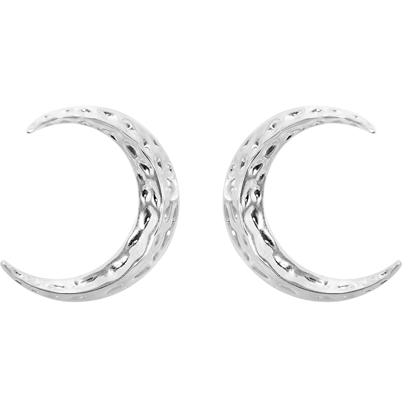 TUYUE brass gold plating handmade texture big moon earrings- JACINTHA.