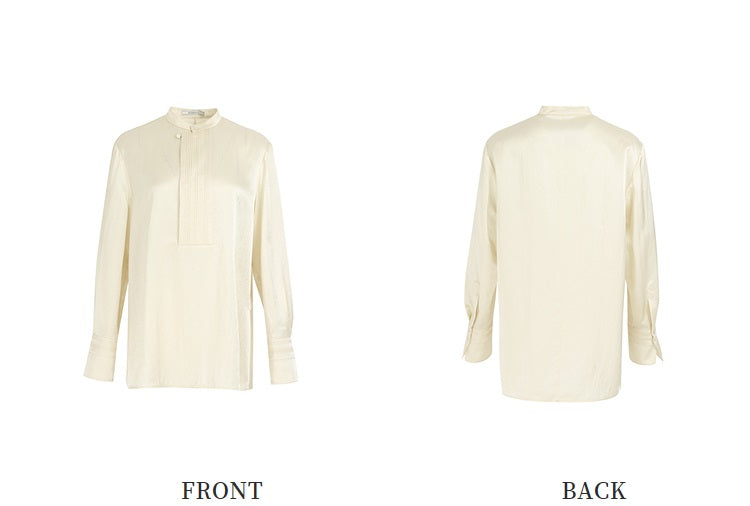 ZHUCHONGYUN Mock collar long-sleeve glossy satin top-ARCTIC.
