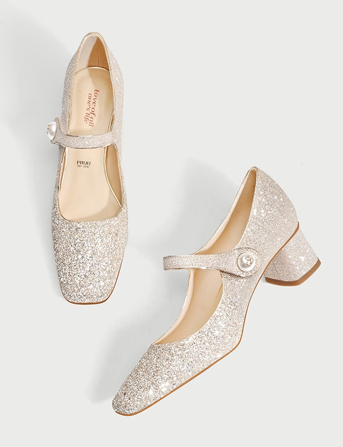 Pjjuu Mary Jane French Small Fragrance Wind Block Heel - GRACE