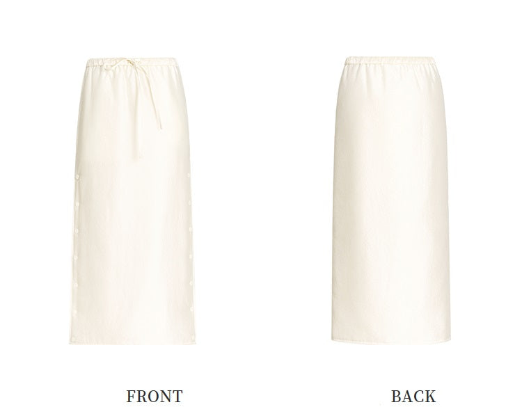 ZHUCHONGYUN midi cotton skirt with side button detailing and a drawstring waist-SEZA.
