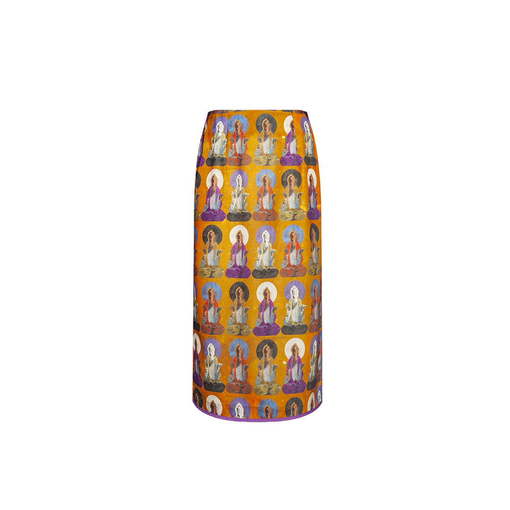 TUYUE Dunhuang Mural Print Side Slit H-shaped skirt- CHRIS.