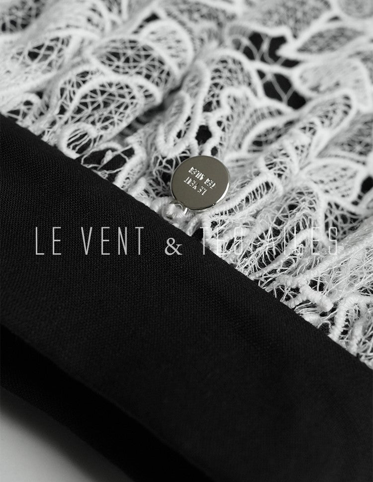 LE VENT&TES AILES French embroidery lace elegant A-line fill skirt-ESME