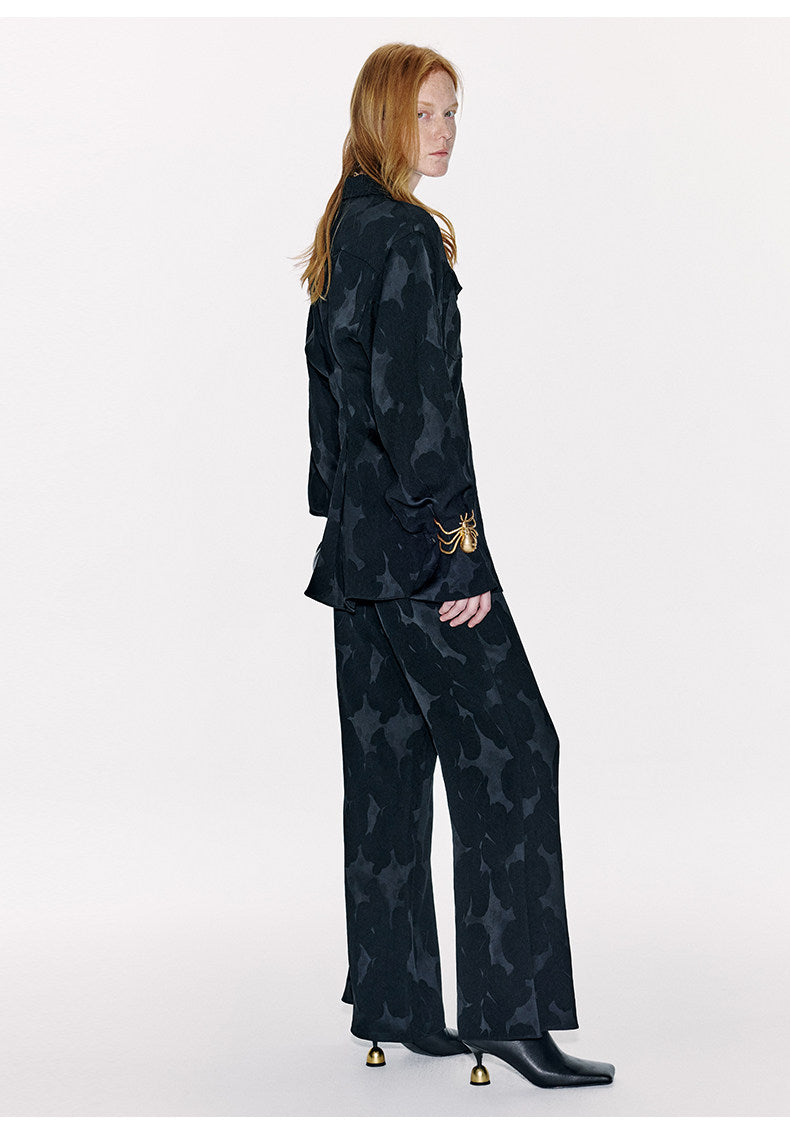 ATELIER MISS LU Spring/Summer New Chinese Texture Acetate Waist Shirt Top - DEER.