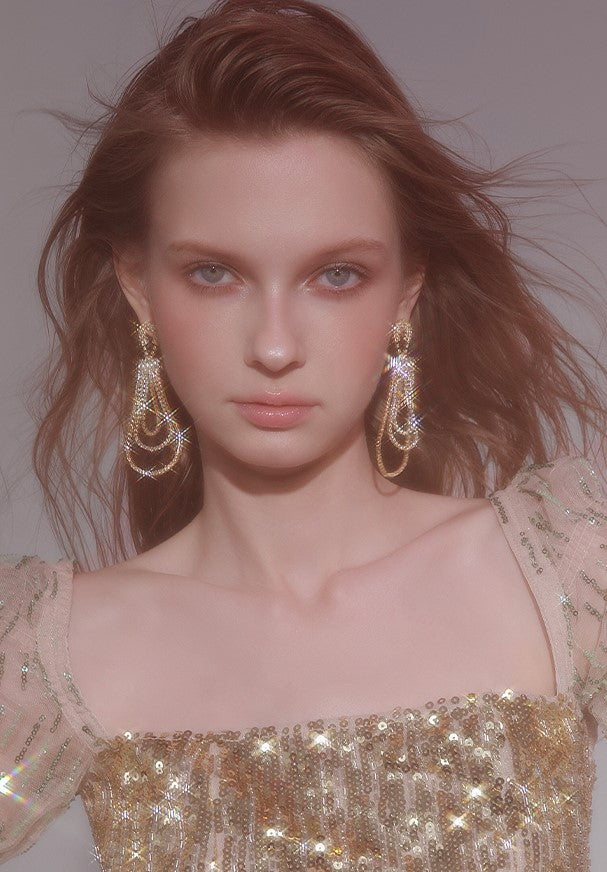 Wardrobes by Chen Luxury Gold French Water Drop Hoop Earrings-Keb