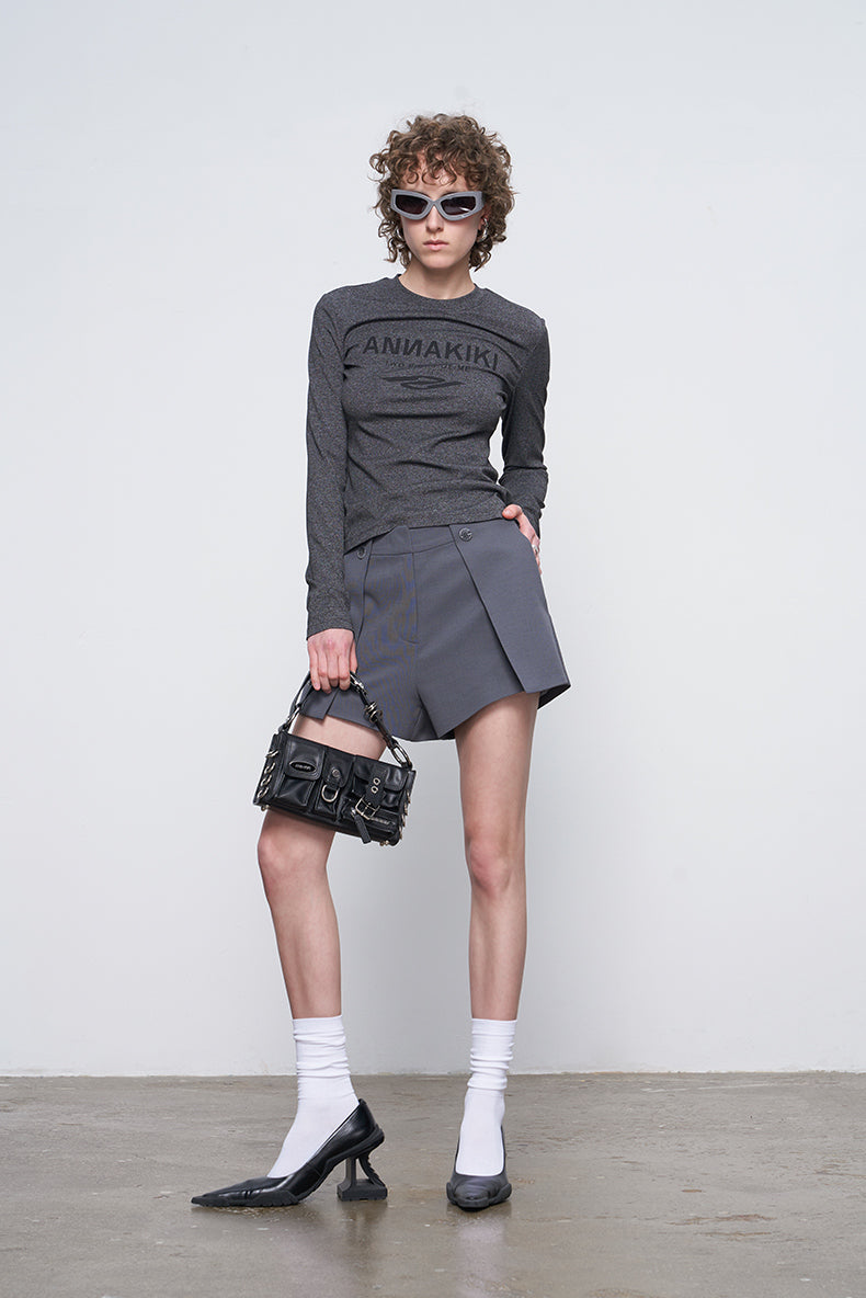 ANNAKIKI Autumn Niche Combination Logo Print Long Sleeve T-Shirt-DAICHI