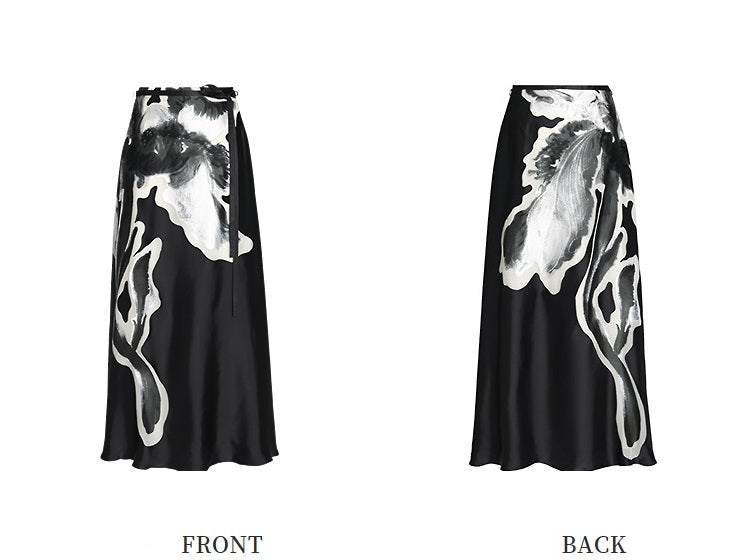 ZHUCHONGYUN elegant loose maxi black skirt-LISA.