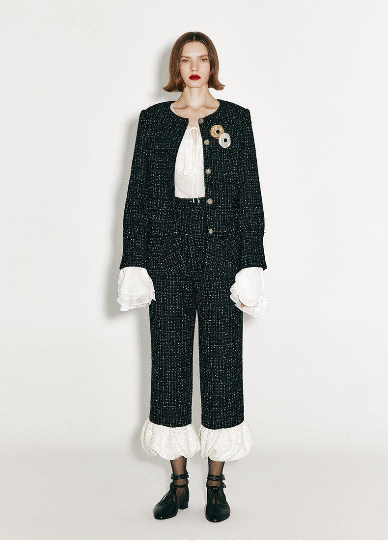 ATELIER MISS LU Fall/Winter Sequin Bud Hem Straight-leg Pants - HEAVEN