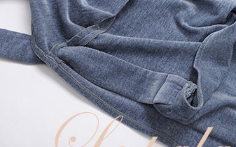 Le Palais Vintage Elegant long sleeves V-neck matte velvet dinner wrap top-Maryann.