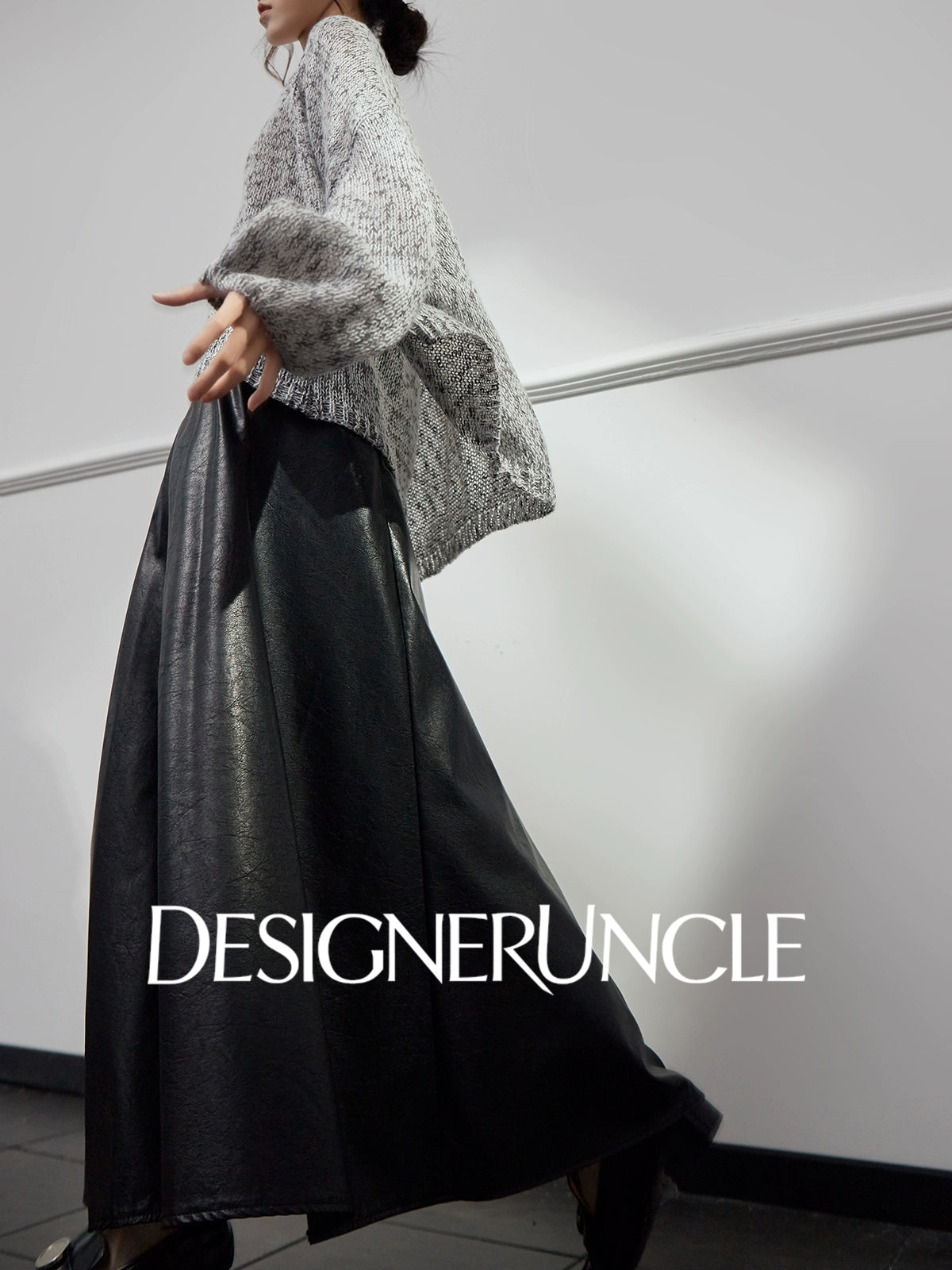 DGU "Molan" dark gray new lazy wind versatile high-end two-piece set - William.